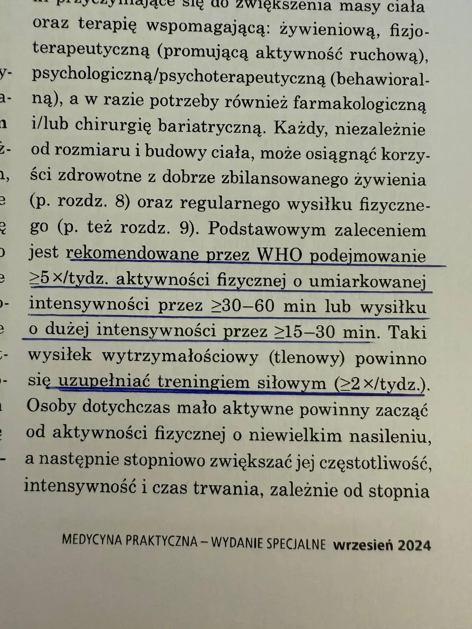Fragment polskiego tekstu o redukcji masy ciała, aktywności fizycznej i zaleceniach zdrowotnych Fragment polskiego tekstu o redukcji masy ciała, aktywności fizycznej i zaleceniach zdrowotnych
